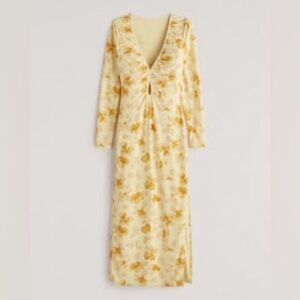 Abercrombie & Fitch Long-Sleeve Keyhole Knit Midi Dress Medium